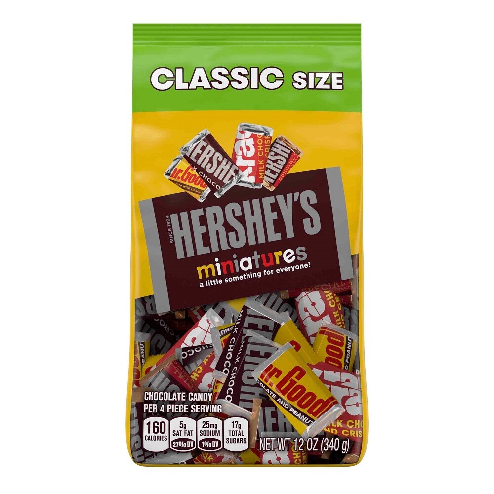slide 1 of 9, Hershey's Miniatures Chocolate Candy Assortment Bag, 12 oz
