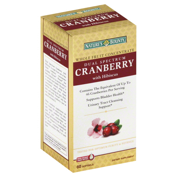 slide 1 of 1, Nature's Bounty Dual Spectrum Cranberry Plus Hibiscus Dietary Supplement Softgels, 60 ct