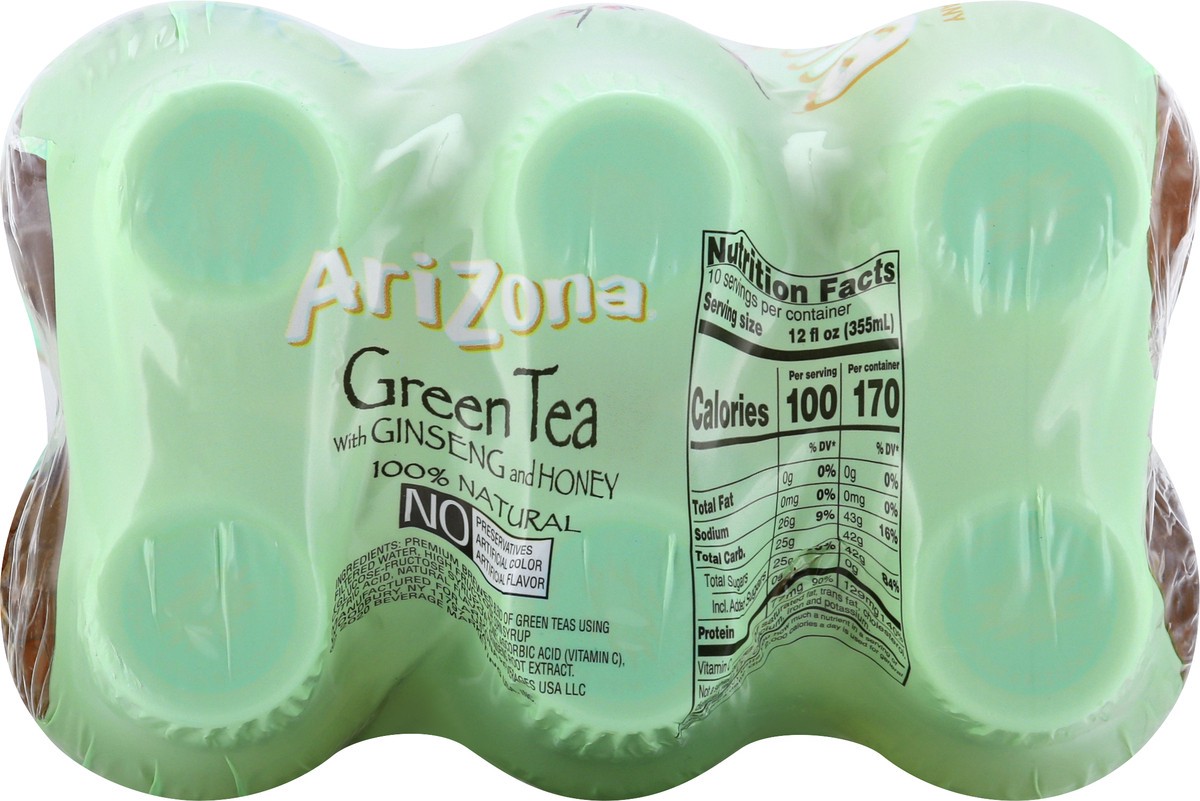 slide 4 of 9, AriZona With Ginseng and Honey Green Tea - 6 ct, 6 ct