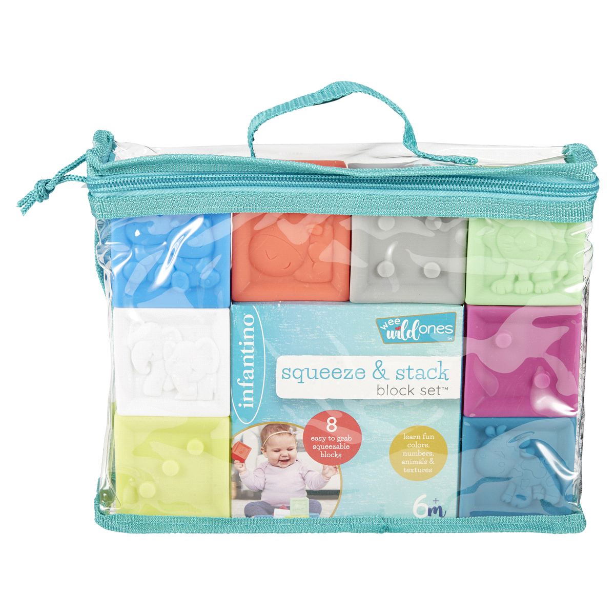 slide 1 of 1, Infantino Squeeze and Stack Block Set, 8 ct