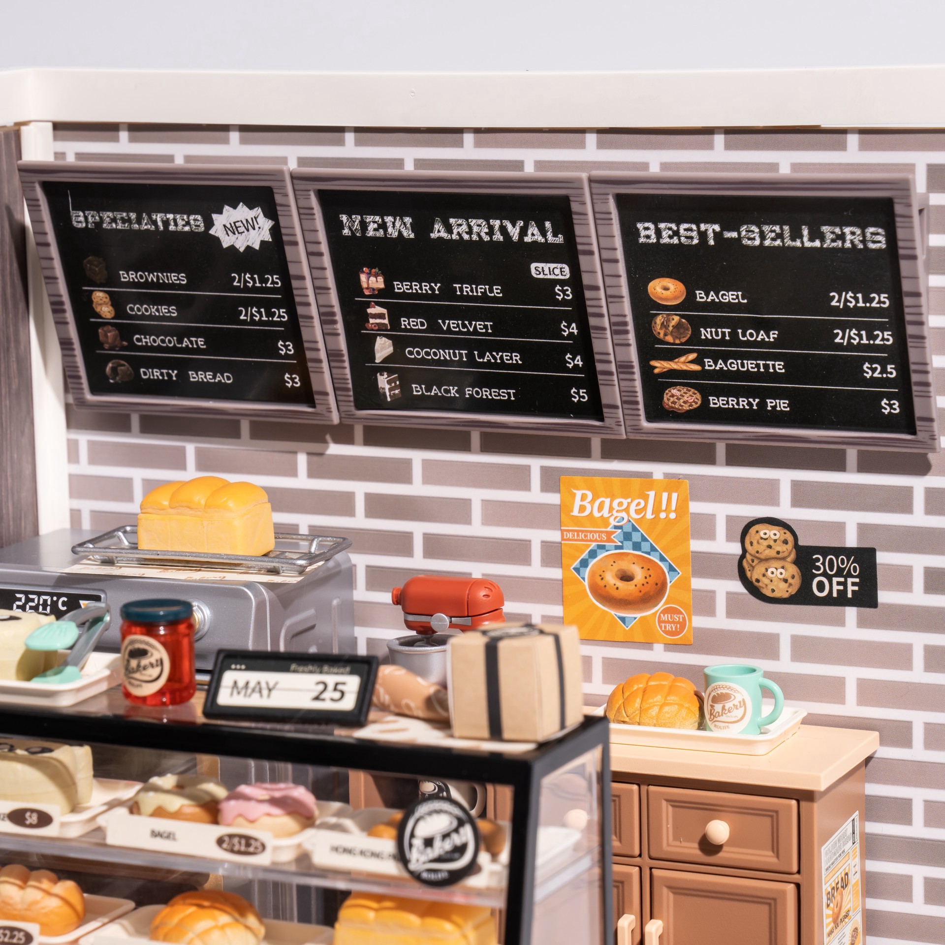 slide 5 of 8, Robotime Rolife Super Creator Golden Wheat Bakery, 5.98 in x 6.93 in x 6.42 in