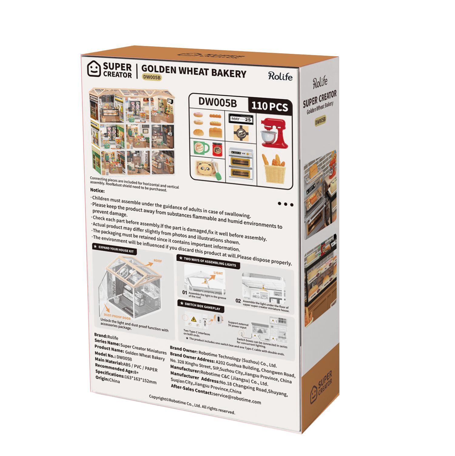 slide 6 of 8, Robotime Rolife Super Creator Golden Wheat Bakery, 5.98 in x 6.93 in x 6.42 in