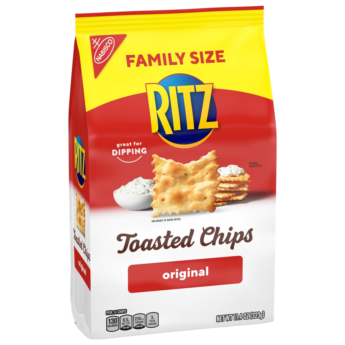 slide 6 of 9, RITZ Toasted Chips Original Crackers, Party Snacks, Family Size, 11.4 oz, 11.4 oz