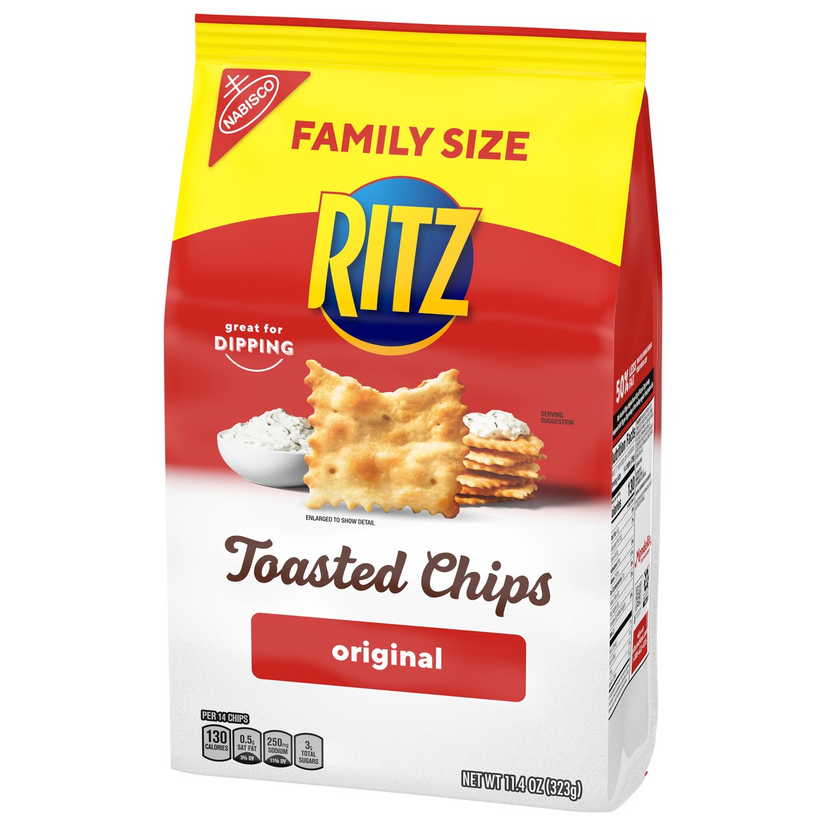 slide 9 of 9, RITZ Toasted Chips Original Crackers, Party Snacks, Family Size, 11.4 oz, 11.4 oz