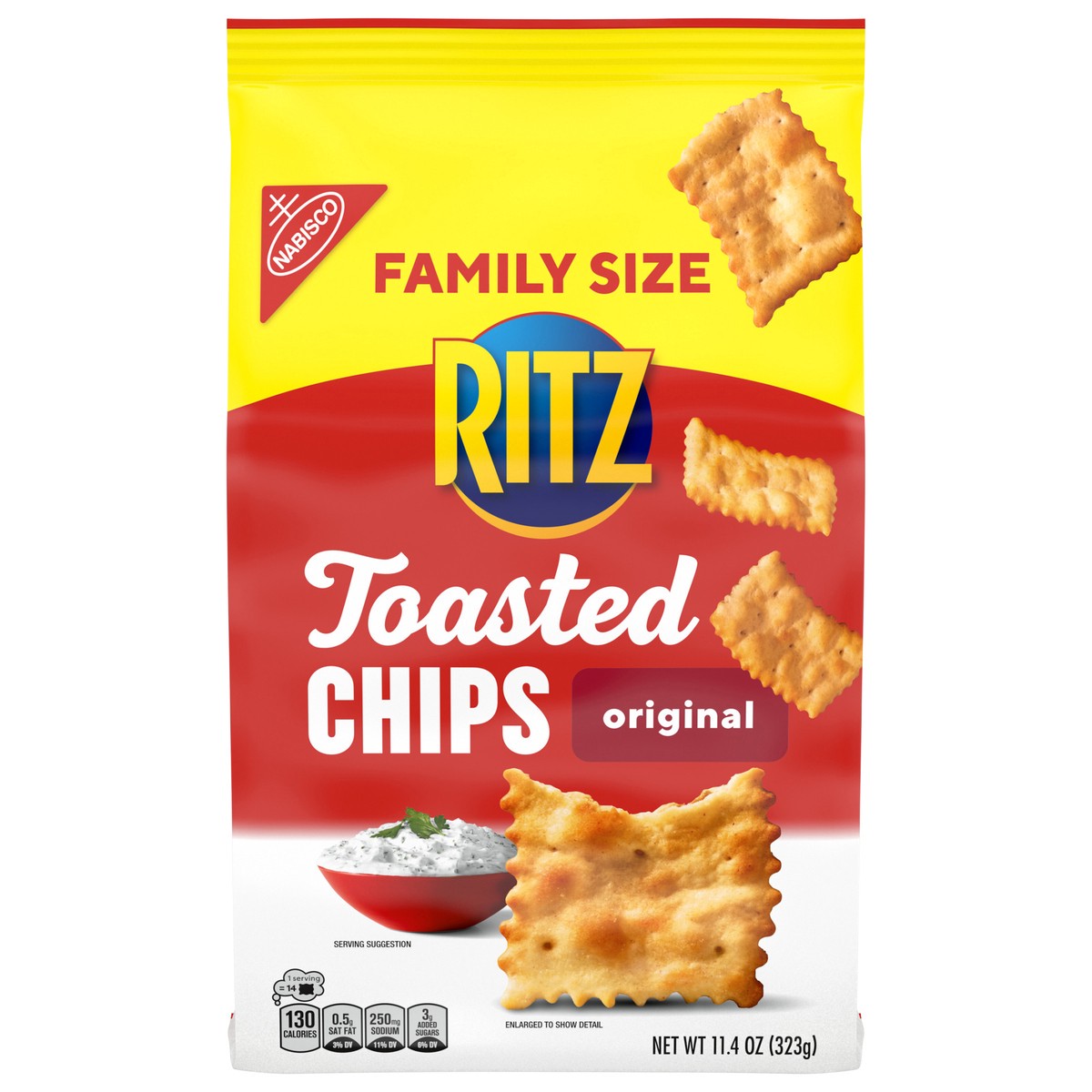 slide 1 of 9, RITZ Toasted Chips Original Crackers, Family Size, 11.4 oz, 11.4 oz