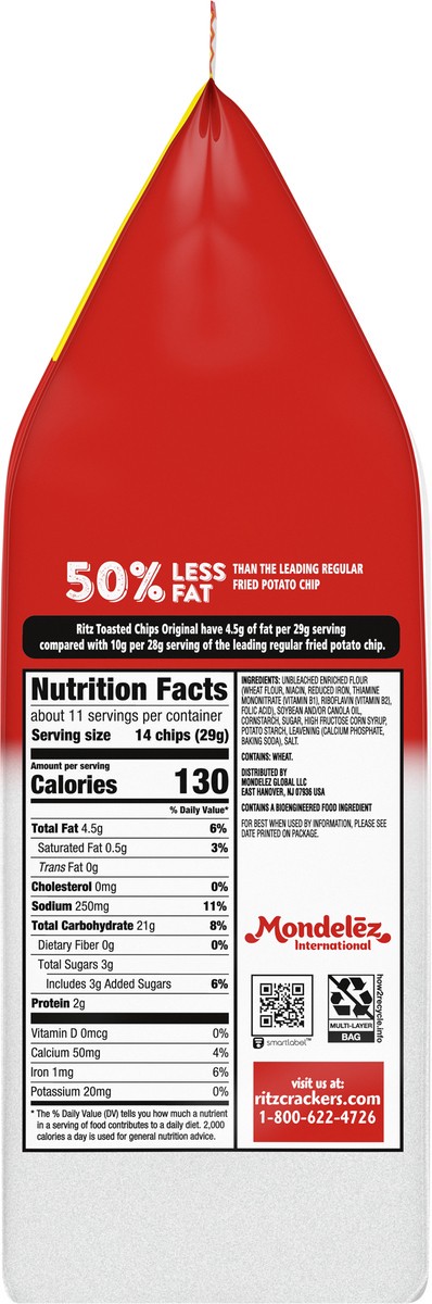 slide 7 of 9, RITZ Toasted Chips Original Crackers, Party Snacks, Family Size, 11.4 oz, 11.4 oz