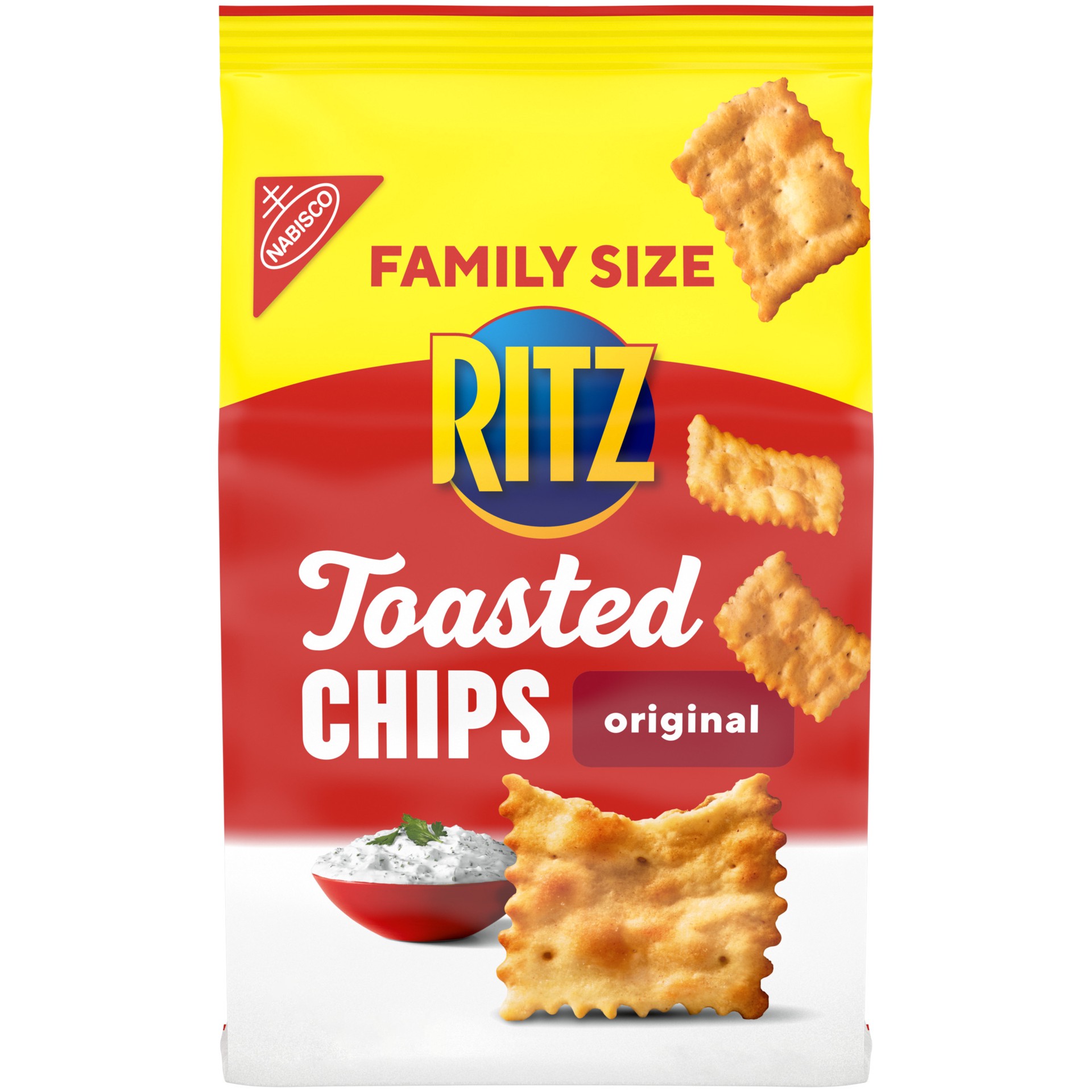 slide 1 of 9, RITZ Toasted Chips Original Crackers, Party Snacks, Family Size, 11.4 oz, 11.4 oz