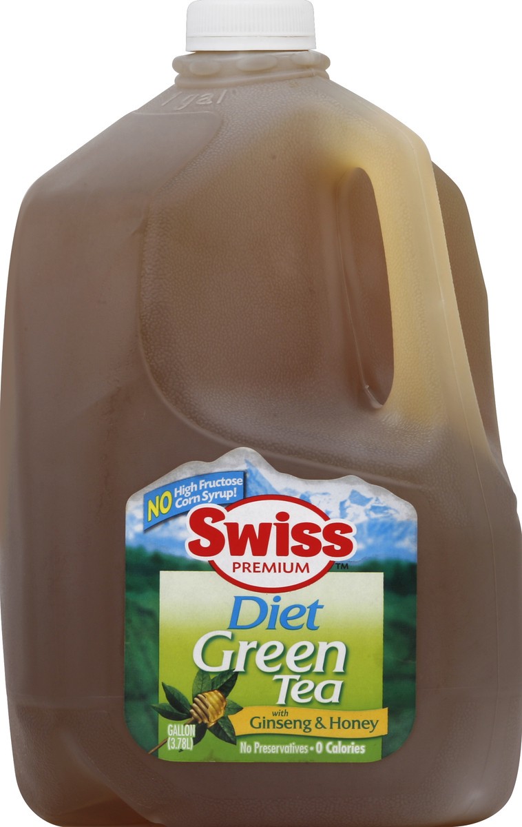 slide 2 of 4, Swiss Premium Diet Green Tea with Ginseng & Honey - 1 Gallon Plastic Jug - 1 gal, 1 gal