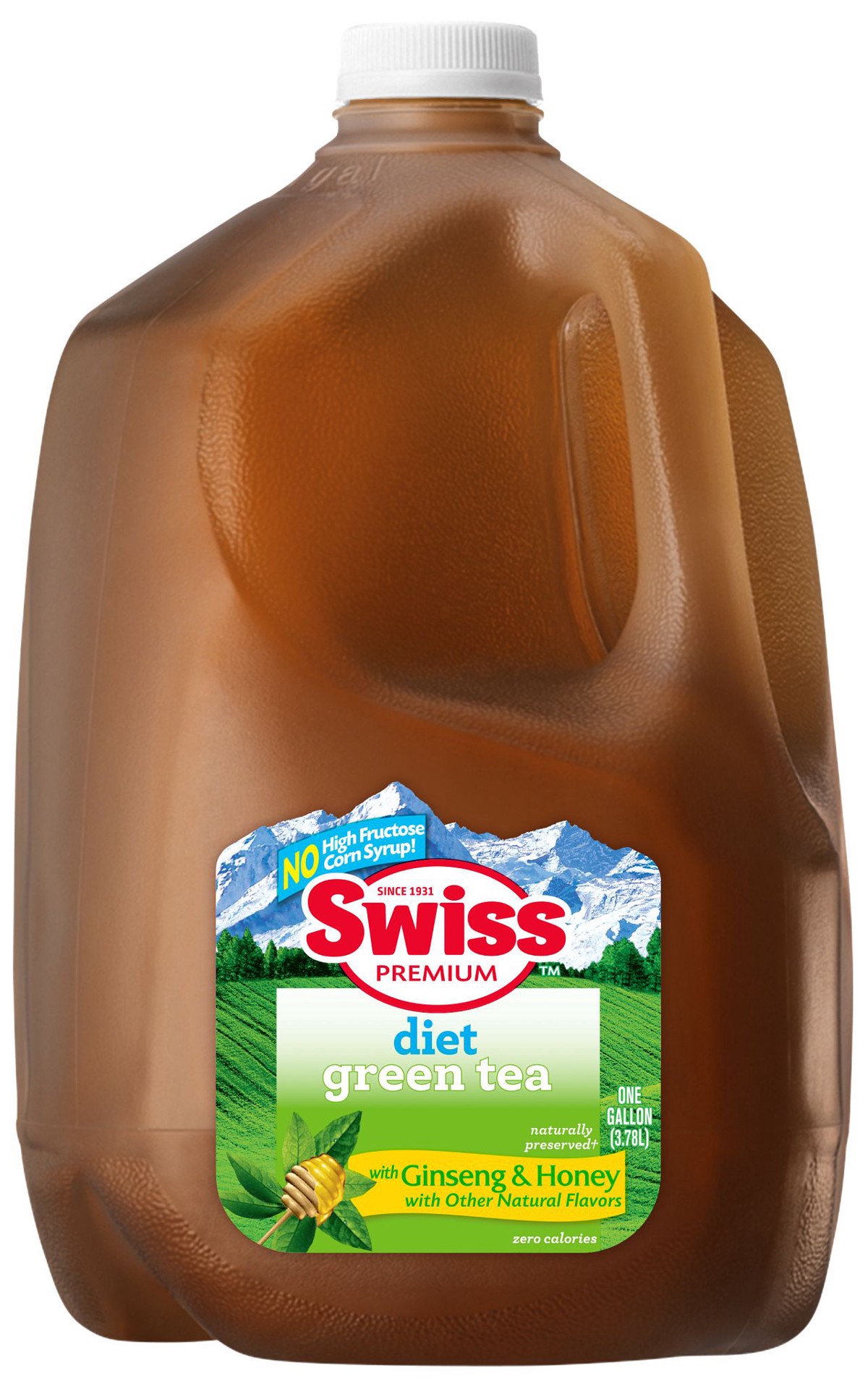 slide 1 of 4, Swiss Premium Diet Green Tea with Ginseng & Honey - 1 Gallon Plastic Jug - 1 gal, 1 gal