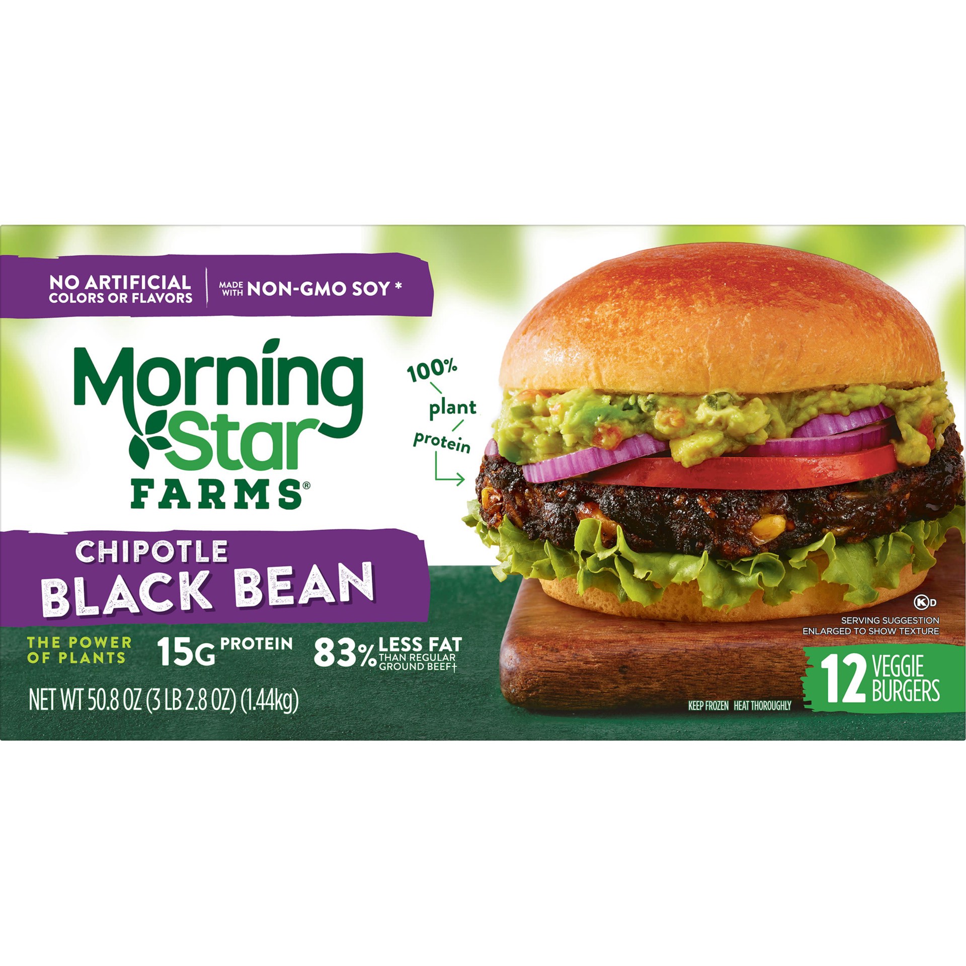 slide 5 of 5, MorningStar Farms Veggie Burgers, Chipotle Black Bean, 50.8 oz, Frozen, 50.80 oz