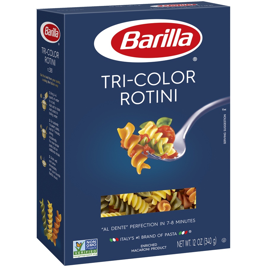slide 2 of 8, Barilla Tri-Color Rotini Pasta, 12 oz