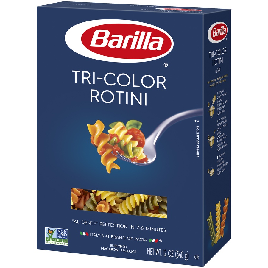 slide 3 of 8, Barilla Tri-Color Rotini Pasta, 12 oz