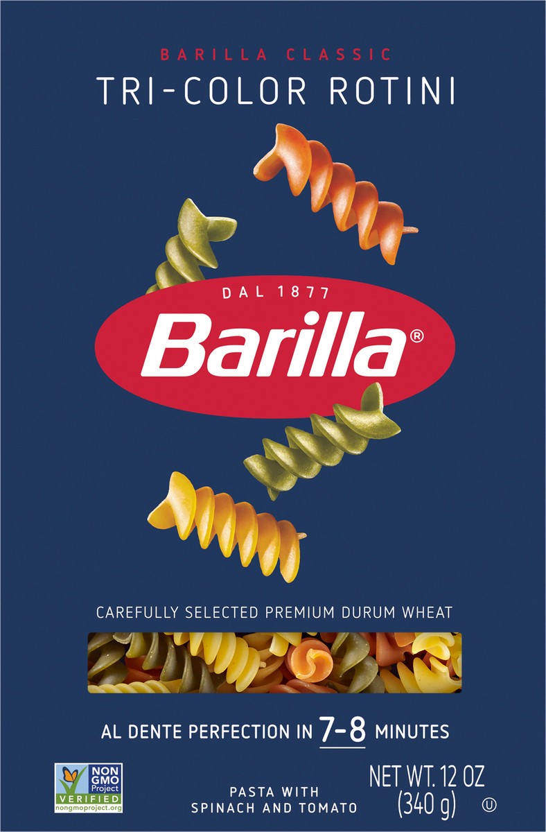 slide 6 of 9, Barilla Tri-Color Rotini Pasta, 12 oz