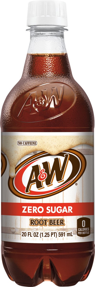 slide 5 of 6, A&W Zero Sugar Root Beer 20 fl oz, 20 fl oz