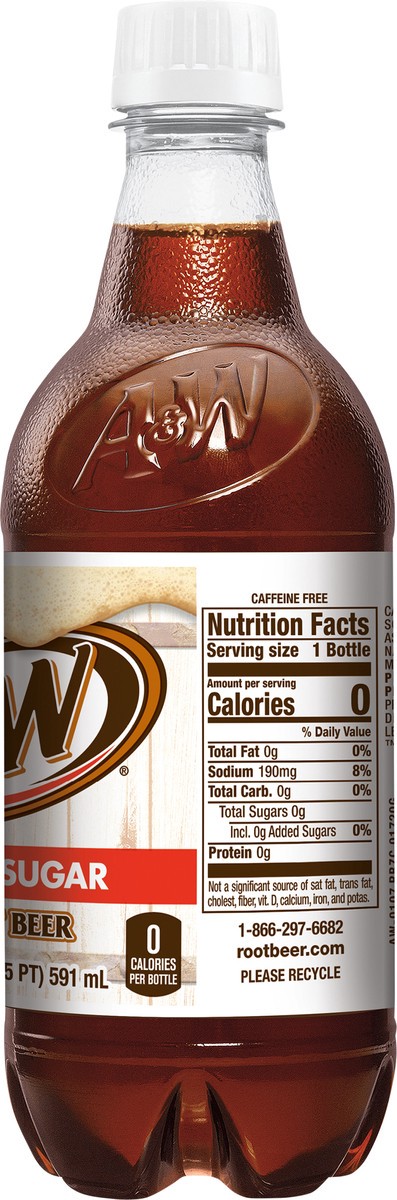 slide 6 of 6, A&W Zero Sugar Root Beer 20 fl oz, 20 fl oz