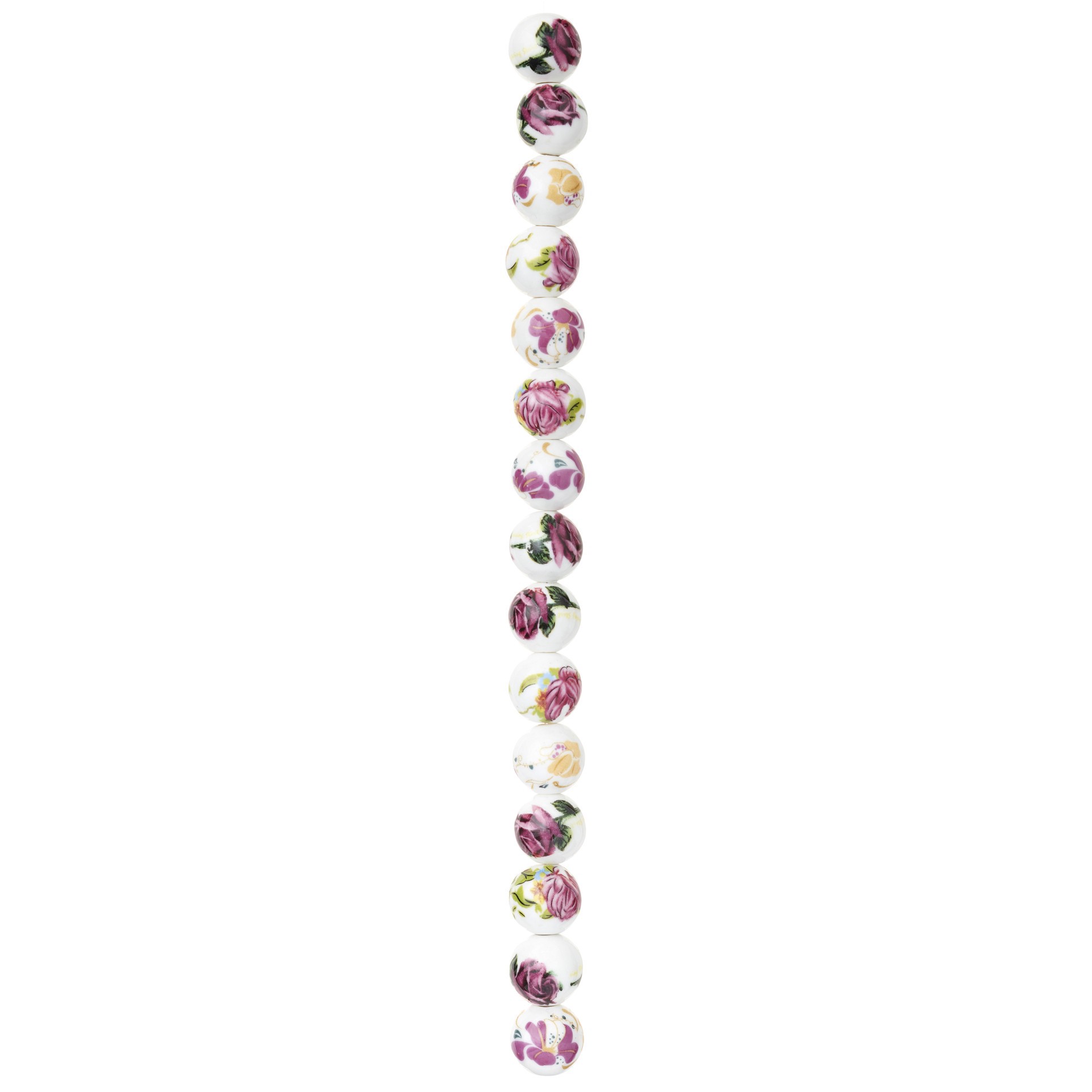 slide 2 of 3, Ceramic Floral Round Beads, 12mm By Bead Landing, 12mm