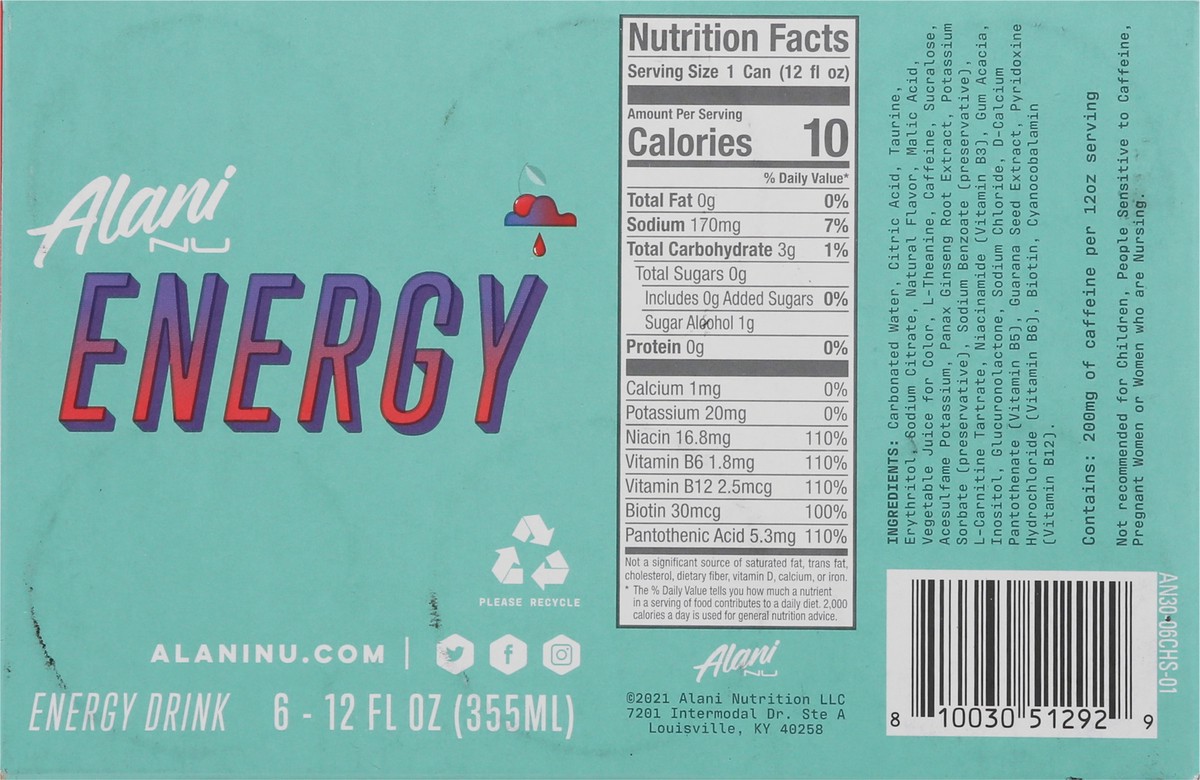 slide 2 of 9, Alani Nu Energy Drink Cherry Slush 6Ct, 6 ct; 12 oz