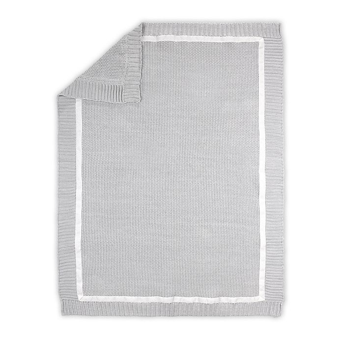 slide 1 of 3, The Peanutshell Farmhouse Knit Baby Blanket - White/Grey, 1 ct