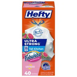 Hefty Ultra Strong 13 Gallon Fabuloso Watermelon Tall Kitchen Drawstring Bags - 40 Bags