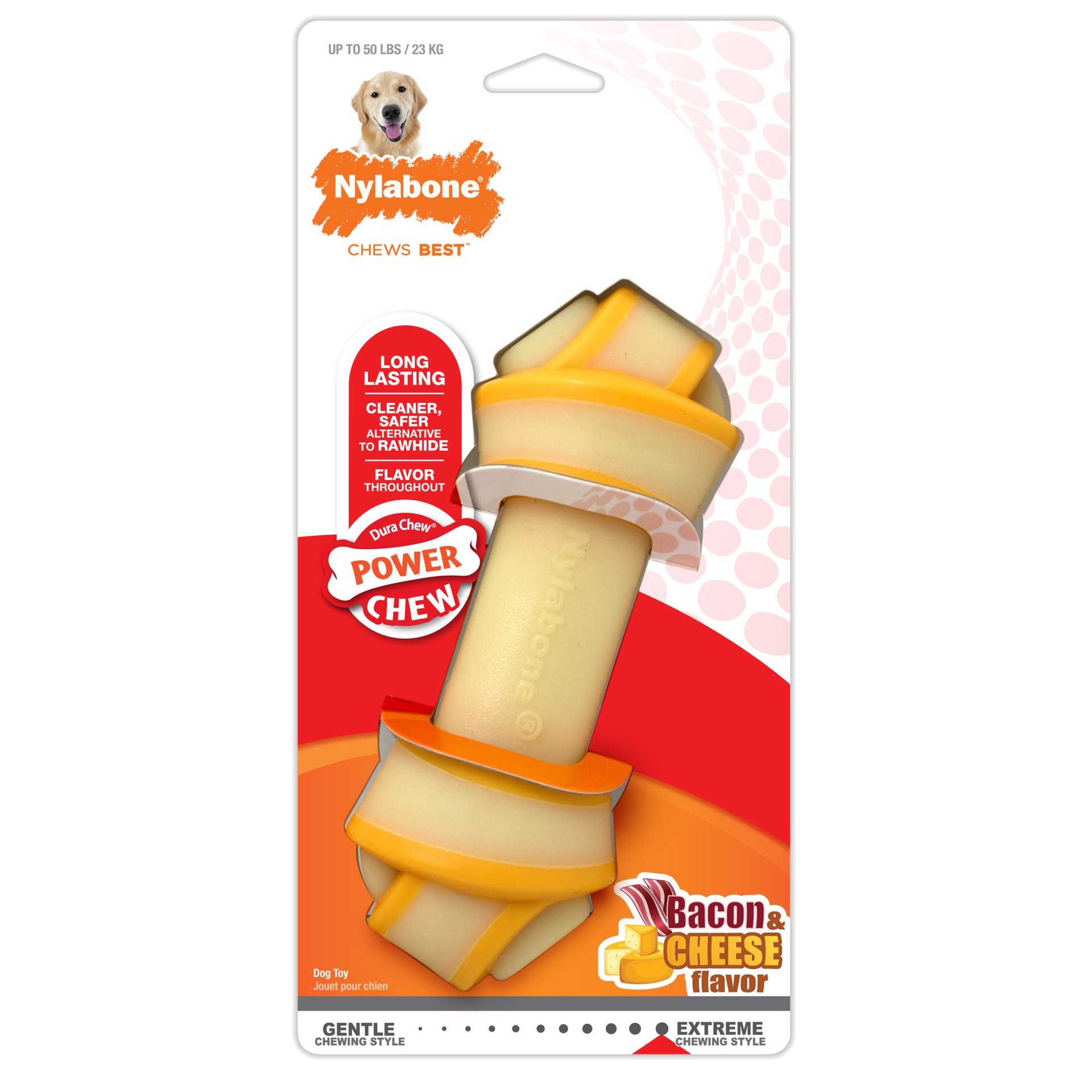 slide 1 of 7, Nylabone Power Chew Rawhide Knot Chew Bone Bacon & Cheese Large/Giant - Up to 50 lbs.(1 Count), LG