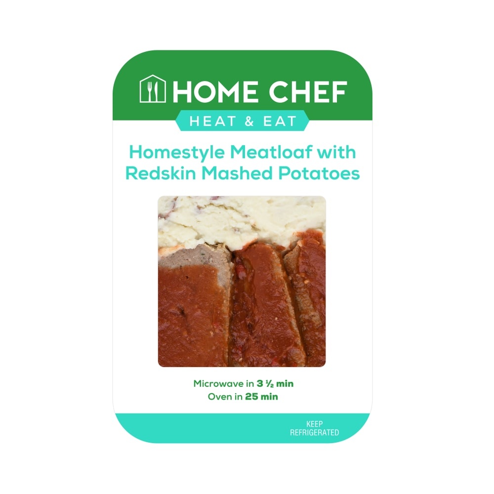 slide 1 of 1, Home Chef Heat & Eat Meal Homestyle Meatloaf With Redskin Mashed Potatoes, 12 oz