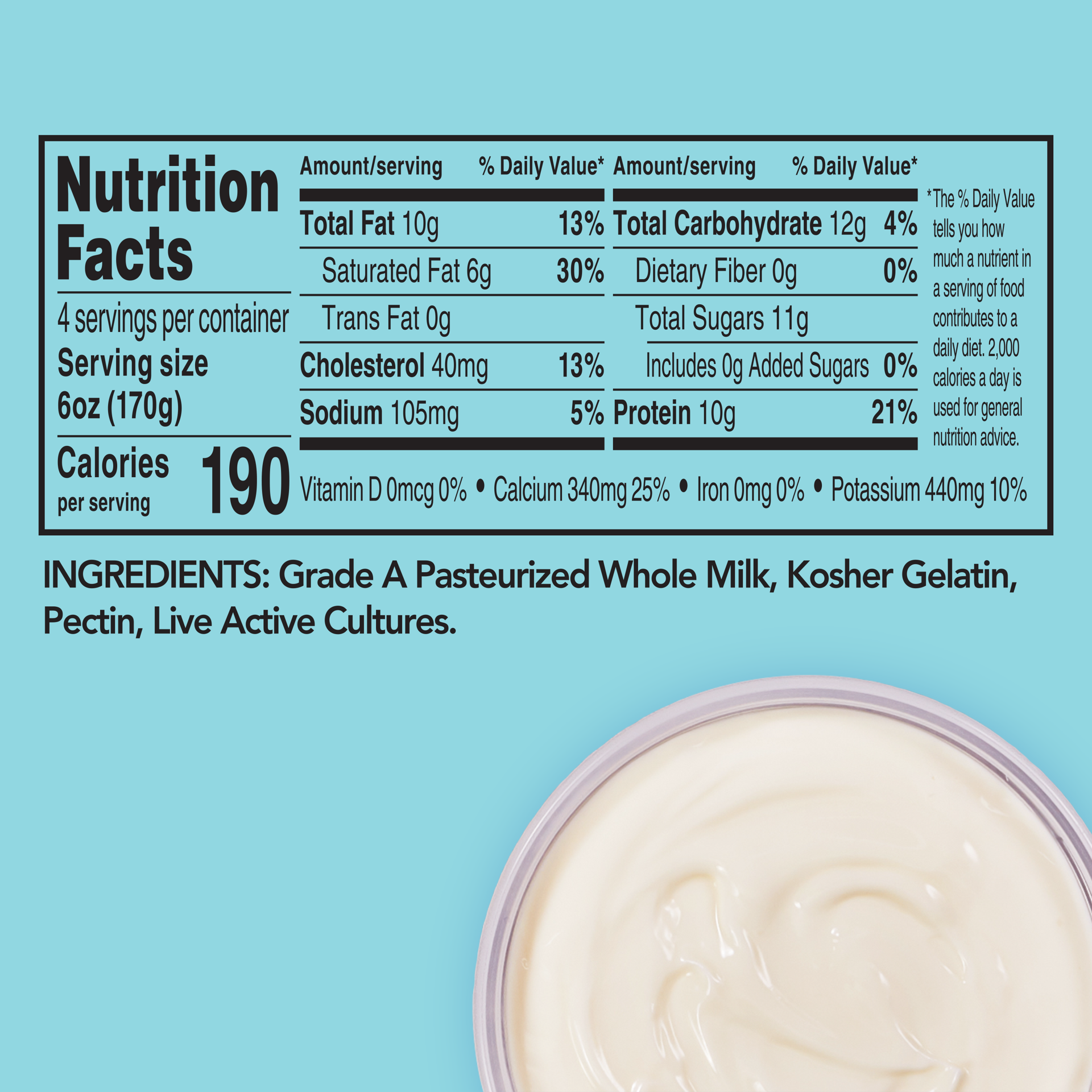 slide 2 of 2, noosa Yoghurt, Plain, 24 oz, Whole Milk Yogurt, Grade-A Pasteurized, Gluten Free, Probiotic, Made With the Finest Quality Ingredients, 24 oz