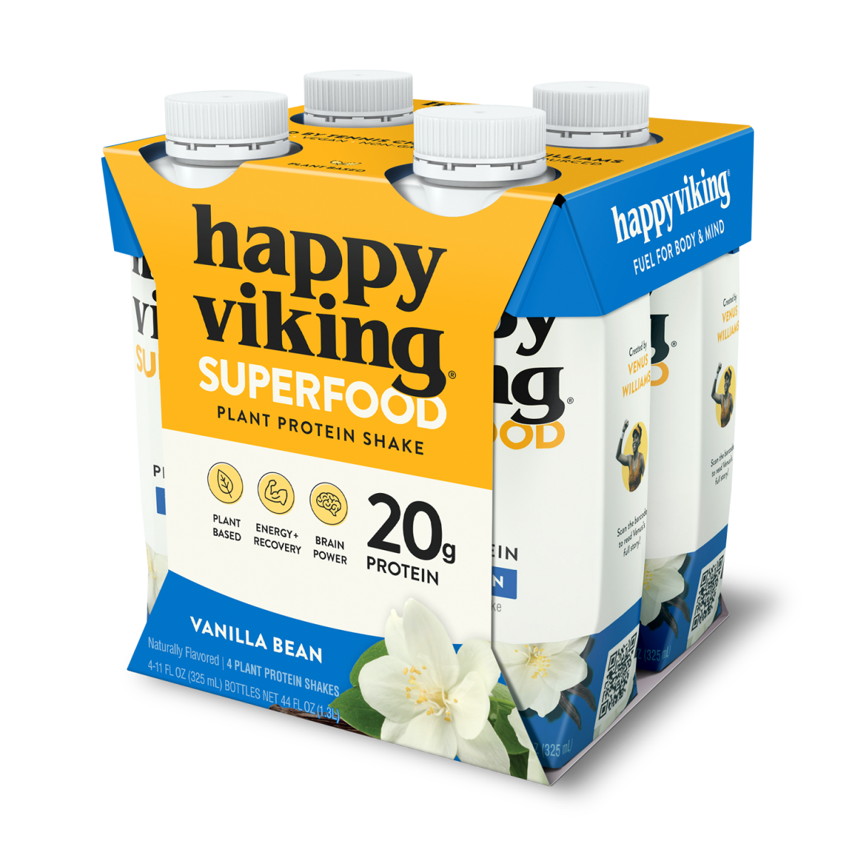 slide 1 of 4, Happy Viking Ready to Drink Plant Based Protein Superfood Shakes Vanilla, 4 ct; 11 oz