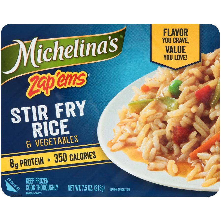slide 1 of 6, Michelina's Zap'Ems Stir Fry Rice & Vegetables, 7.5 oz