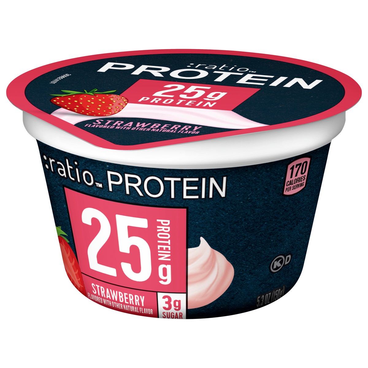 slide 2 of 9, :ratio Yogurt Protein Cultured Dairy Snack, Strawberry, 25g Protein, 5.3 OZ, 5.3 oz