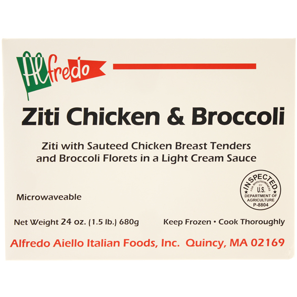 slide 1 of 1, Alfredo Frozen Entrees - Ziti Chicken & Broccoli, 24 oz