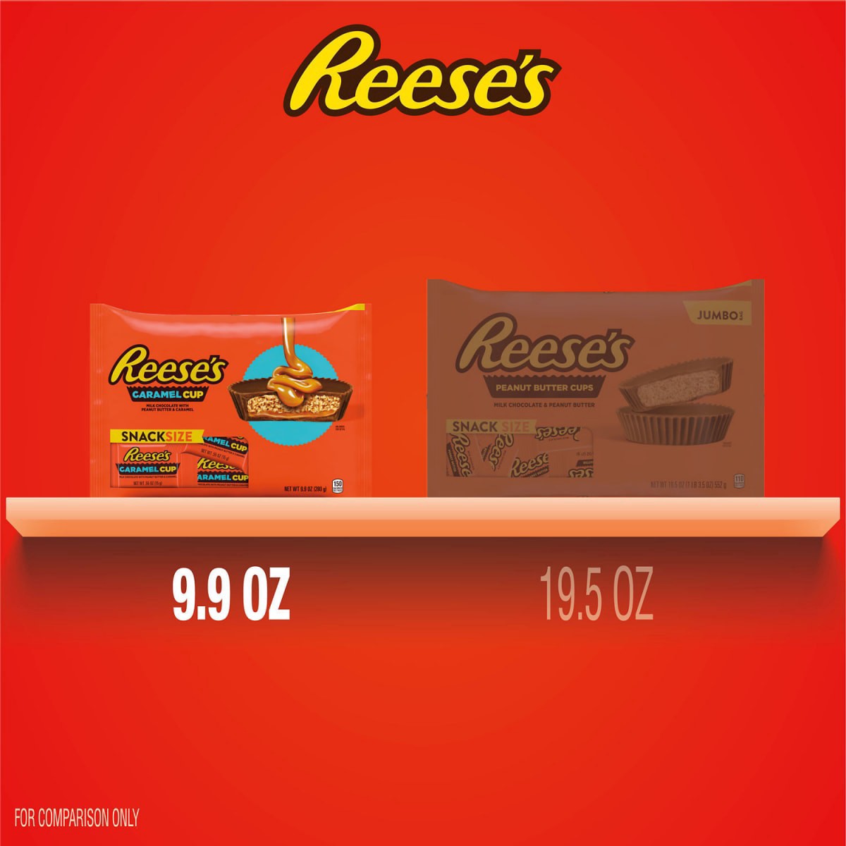 slide 8 of 9, Reese's Caramel Milk Chocolate Snack Size Peanut Butter Cups, Candy Bag, 9.9 oz, 9.90 oz