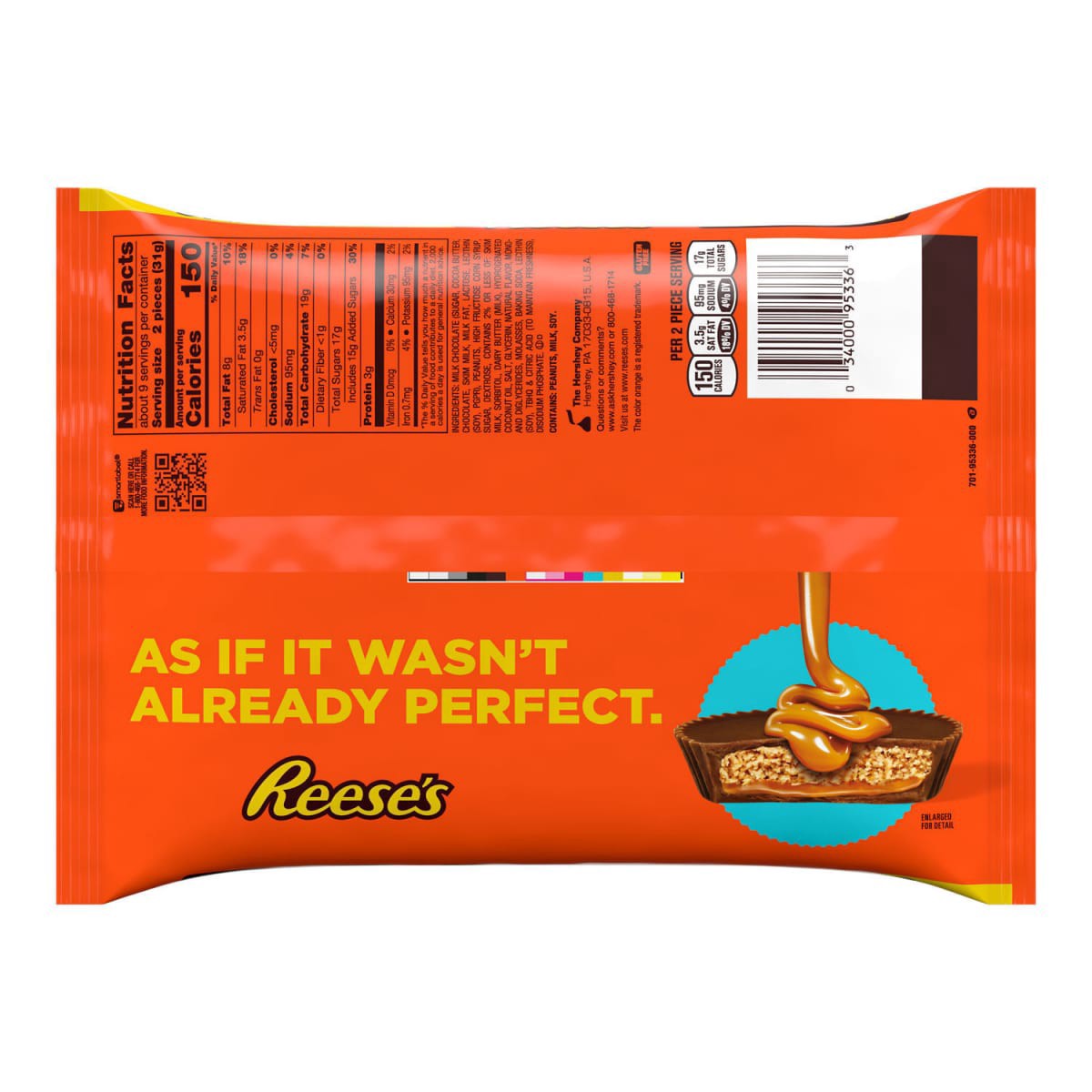 slide 3 of 9, Reese's Caramel Milk Chocolate Snack Size Peanut Butter Cups, Candy Bag, 9.9 oz, 9.90 oz