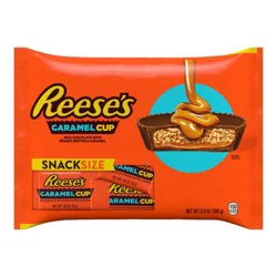 Reese's Caramel Milk Chocolate Snack Size Peanut Butter Cups, Halloween Candy Bag, 9.9 oz