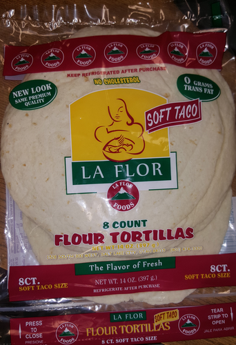 slide 1 of 1, La Flor Flour Tortilla, 14 oz