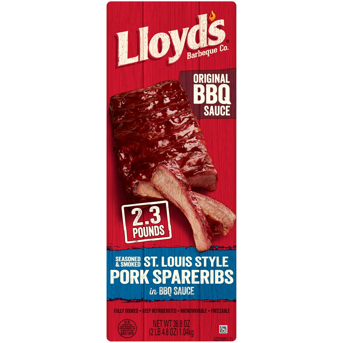 slide 1 of 1, Lloyd's Barbeque Co. Seasoned & Smoked St. Louis Style Pork Spareribs in Original BBQ Sauce 36.8 oz. Pack, 36.8 oz