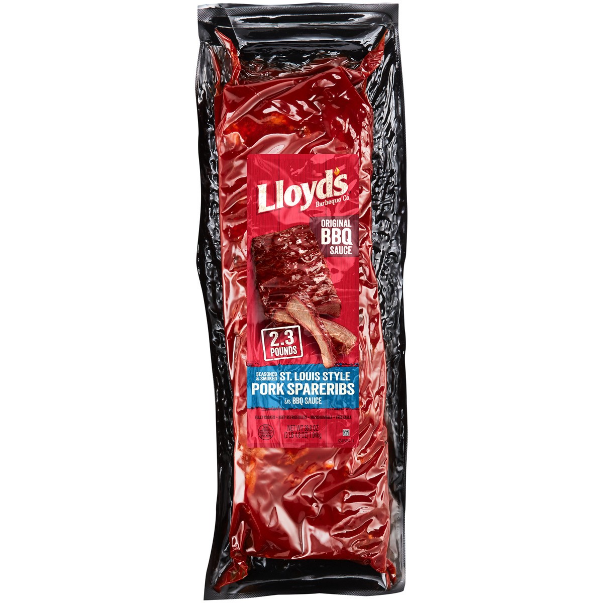 slide 1 of 6, Lloyd's Barbeque Co. Seasoned & Smoked St. Louis Style Pork Spareribs in Original BBQ Sauce 36.8 oz. Pack, 36.8 oz