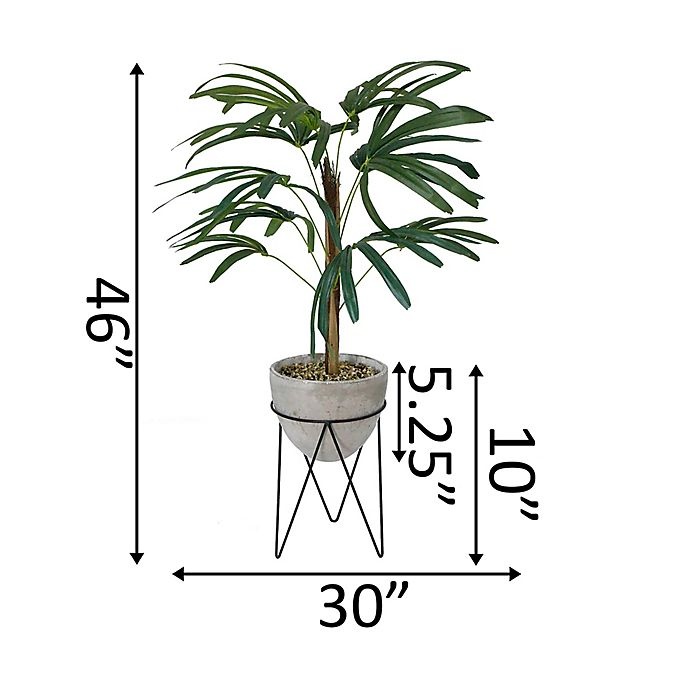 slide 2 of 4, Flora Bunda Faux Switch Cane Palm Tree - Cement Pot and Metal Stand, 46 in