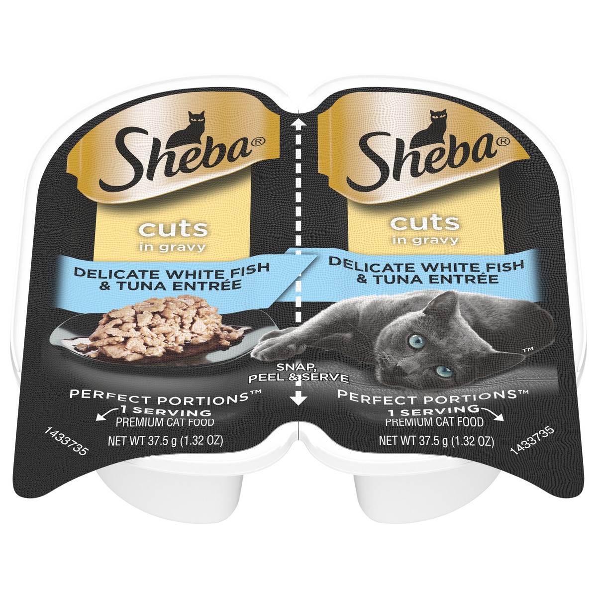 slide 4 of 16, Sheba Cuts in Gravy Premium Delicate White Fish & Tune Entree Cat Food 2 - 37.5 g Portions, 2 ct