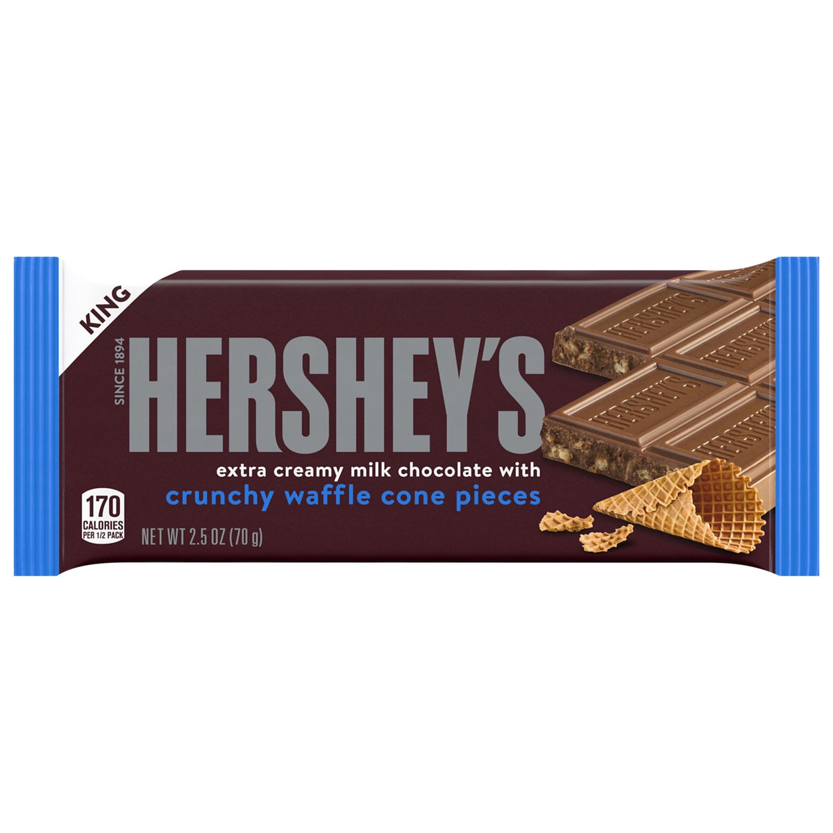 slide 1 of 7, Hershey's Milk Chocolate with Waffle Cone Pieces King Size Candy Bar, 2.5 oz, 2.5 oz