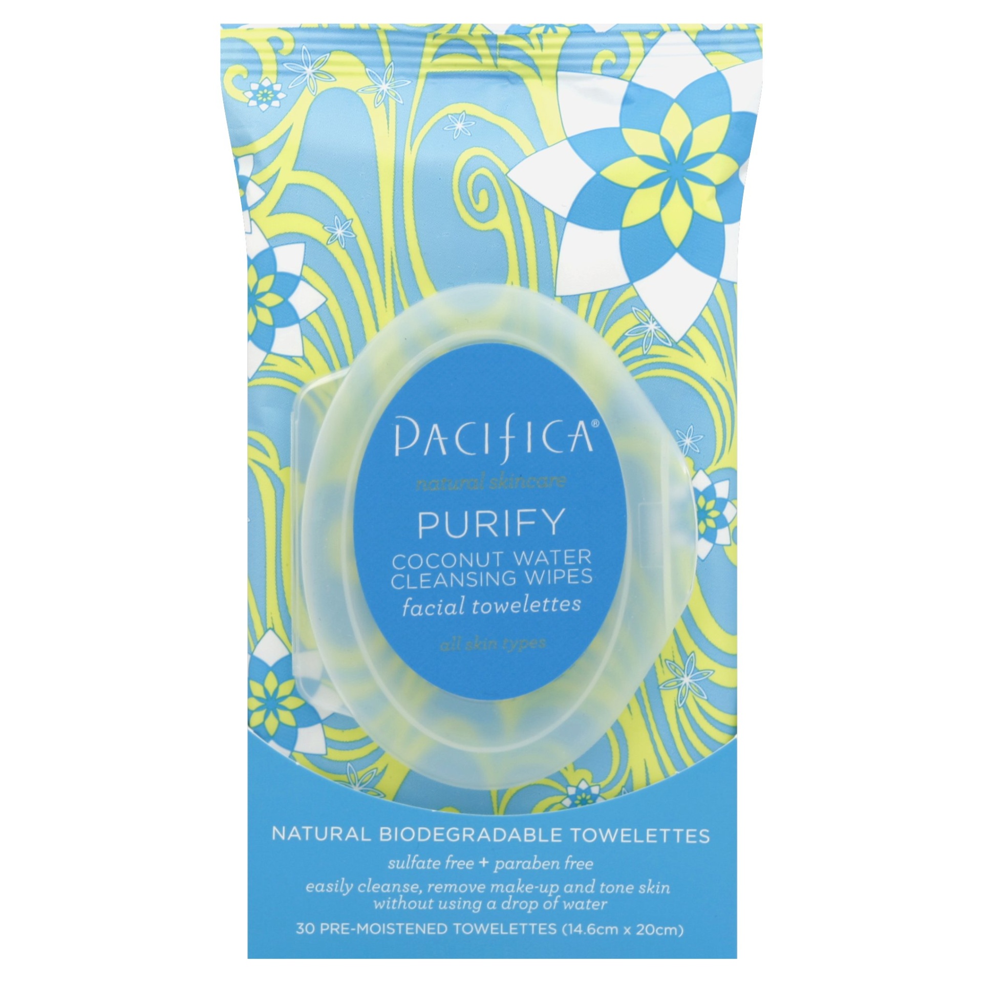 slide 1 of 1, Pacifica Purify Coconut Water Cleansing Wipes, 30 ct