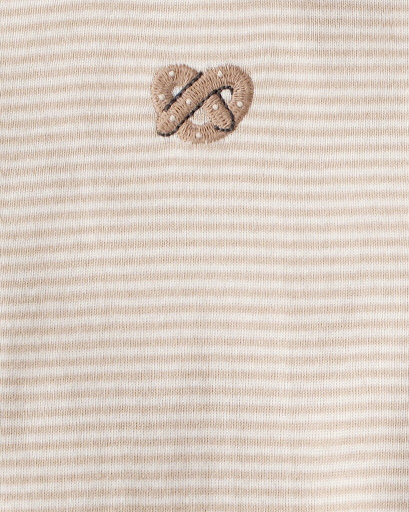 slide 3 of 6, Carter's Baby 4-Pack Snack Time Long-Sleeve Multipack Bodysuits - Blue/White/Brown Blue/White/Brown NB, 1 ct