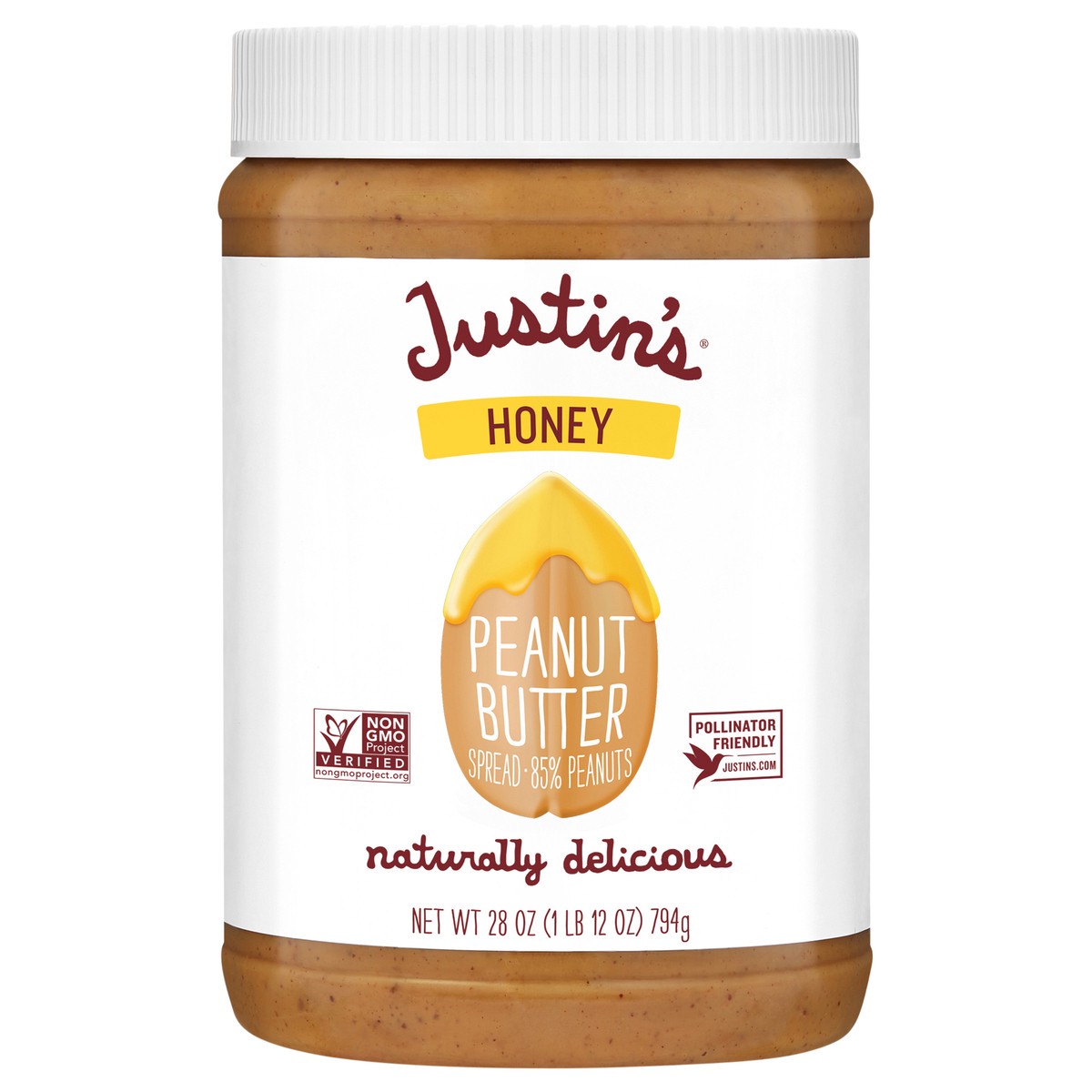 slide 1 of 7, Justin's Honey Peanut Butter - 28 oz, 28 oz