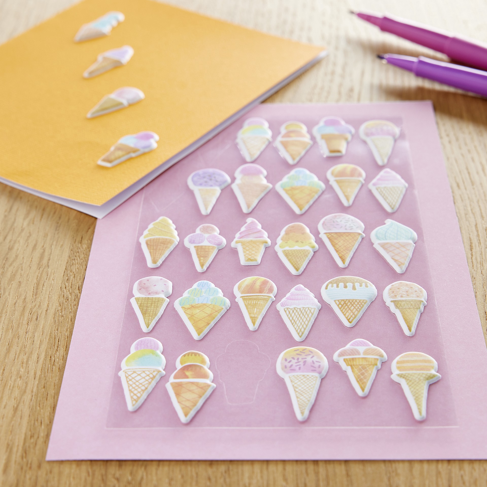 slide 2 of 4, Ice Cream Cones Puffy Stickers By Recollections, 3.875 in x 7 in