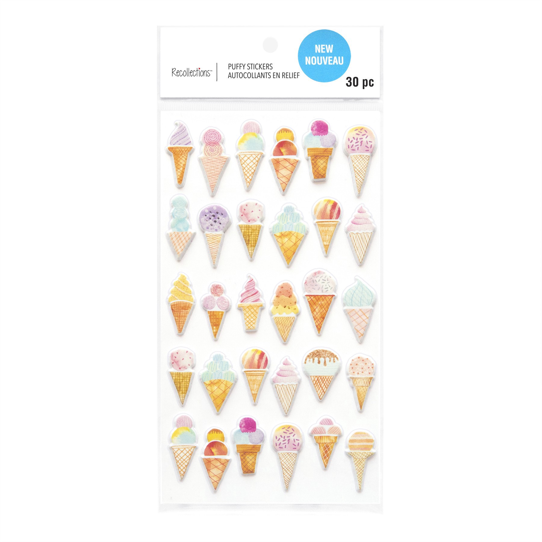 slide 3 of 4, Ice Cream Cones Puffy Stickers By Recollections, 3.875 in x 7 in