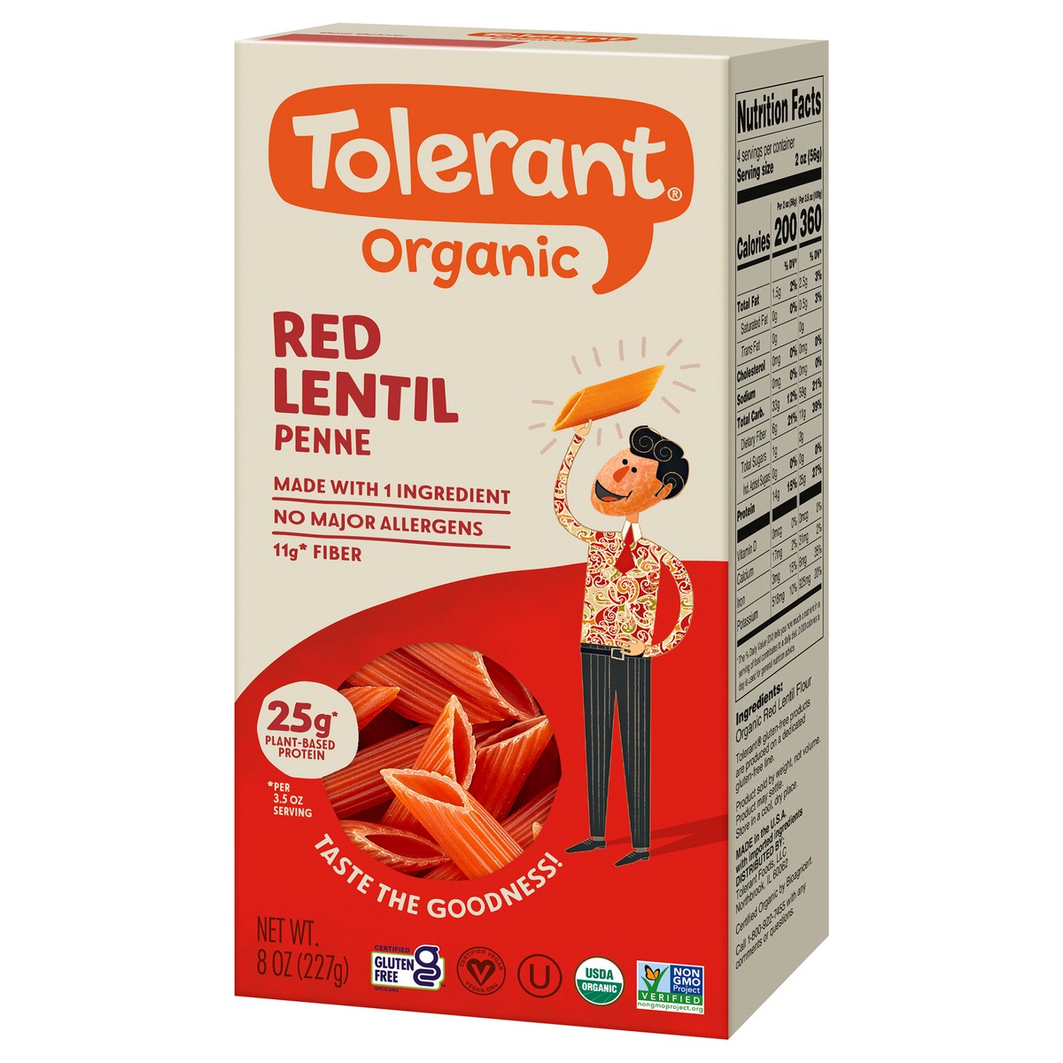 slide 9 of 11, Tolerant Red Lentil Organic Penne 8 oz, 8 oz