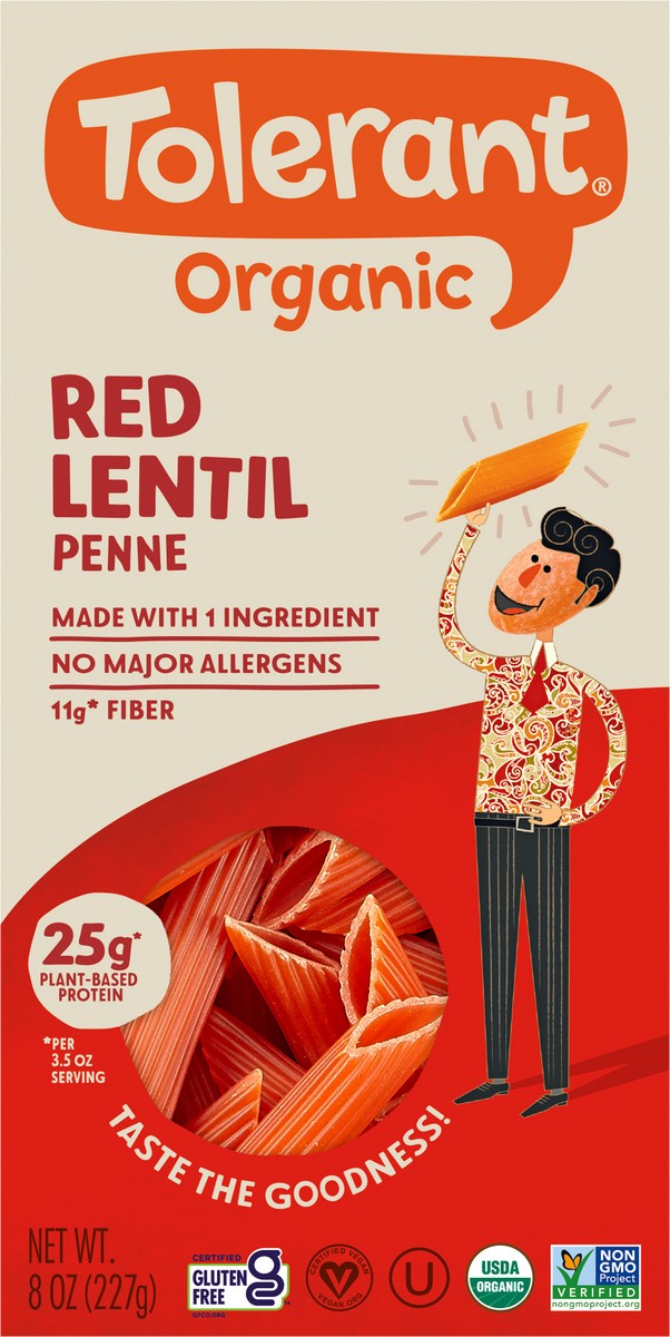 slide 11 of 11, Tolerant Red Lentil Organic Penne 8 oz, 8 oz