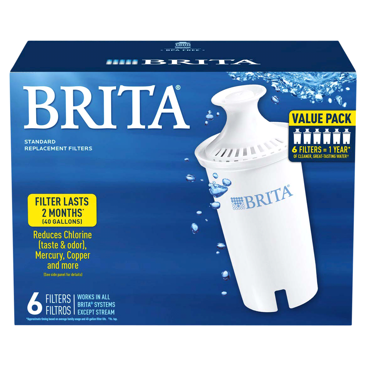 slide 1 of 4, Brita Standard Water Filter, 6 ct
