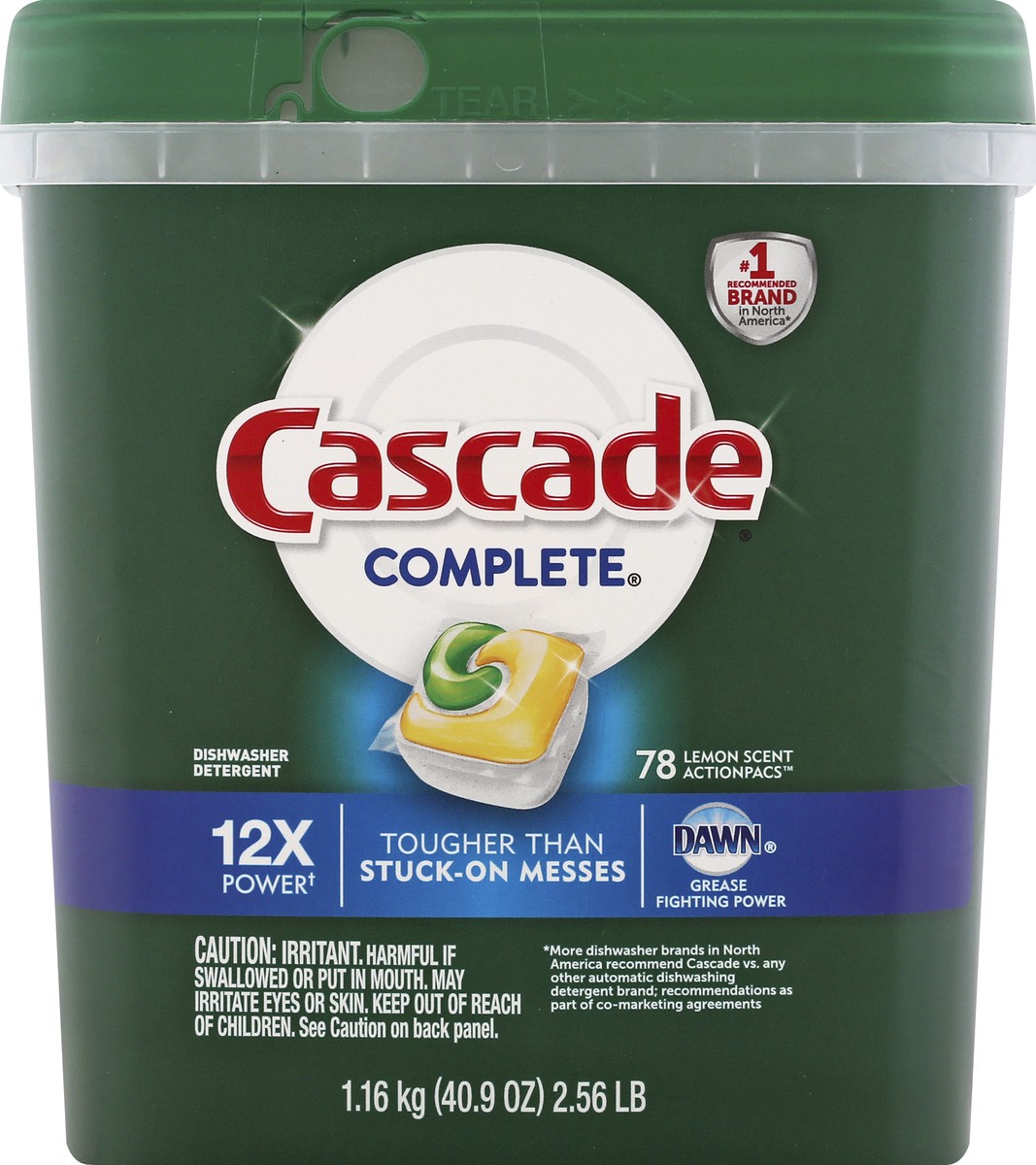 slide 9 of 9, Cascade ActionPacs Dishwasher Detergent, Lemon, 78 ct