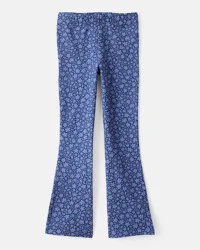 Carter&#x27;s Girls Cotton Floral Stretch Flare Leggings - Purple Blue 14