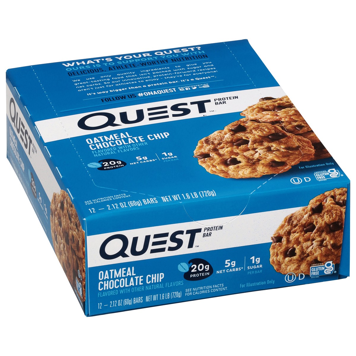 slide 2 of 9, Quest Oatmeal Chocolate Chip Protein Bar 12 - 2.12 oz Bars, 12 ct